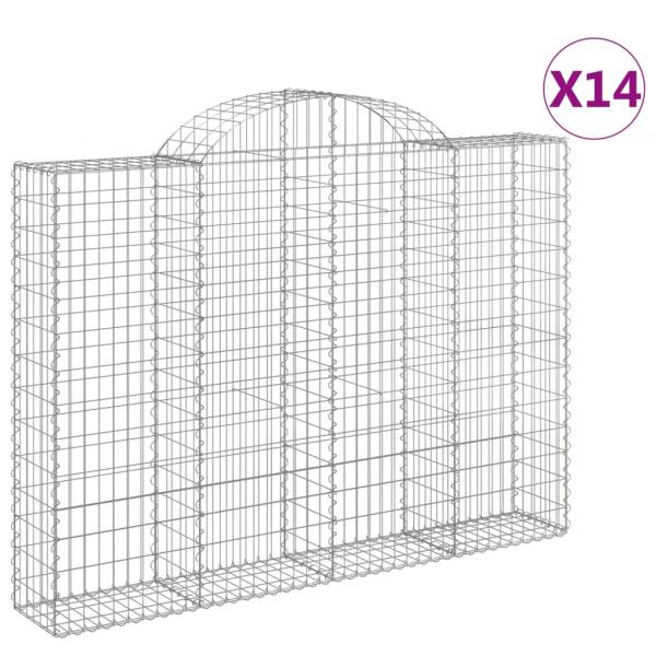 ARDEBO.de - Gabionen mit Hochbogen 14Stk. 200x30x140/160cm Verzinktes Eisen