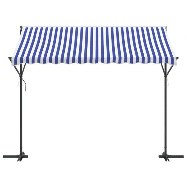 Freistehende Markise Blau und Weiß 300x300 cm Stoff und Stahl