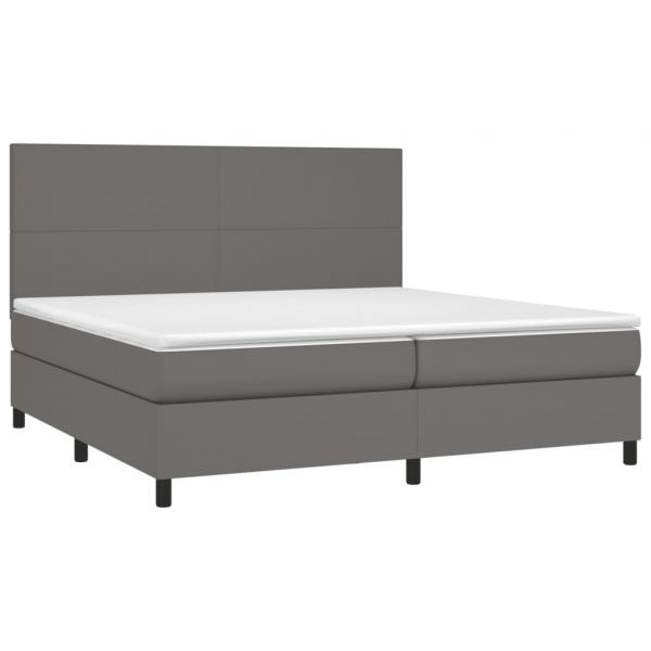 Boxspringbett mit Matratze & LED Grau 200x200 cm Kunstleder