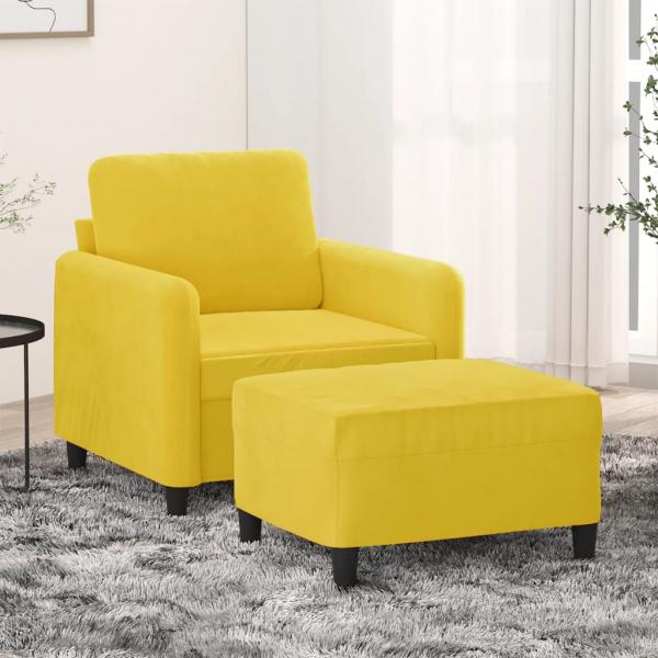 ARDEBO.de - Sessel mit Hocker Gelb 60 cm Samt
