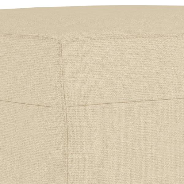 3-Sitzer-Sofa mit Hocker Creme 180 cm Stoff