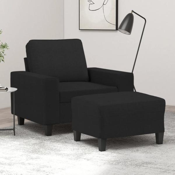 ARDEBO.de - Sessel mit Hocker Schwarz 60 cm Stoff