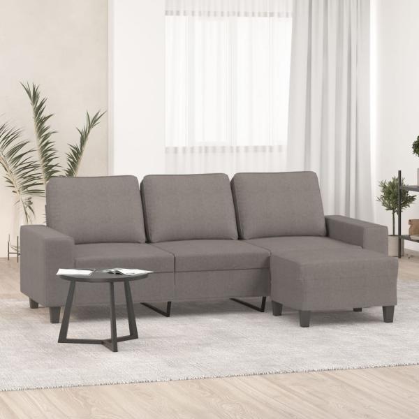 ARDEBO.de - 3-Sitzer-Sofa mit Hocker Taupe 180 cm Stoff