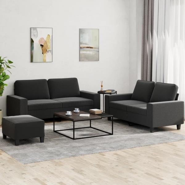 ARDEBO.de - 3-tlg. Sofagarnitur Schwarz Stoff