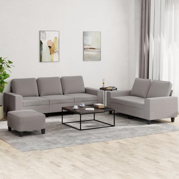 ARDEBO.de - 3-tlg. Sofagarnitur Taupe Stoff