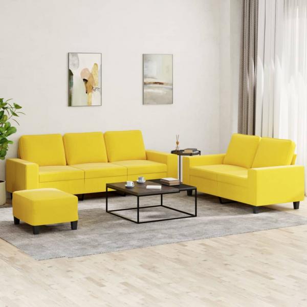 ARDEBO.de - 3-tlg. Sofagarnitur Hellgelb Stoff