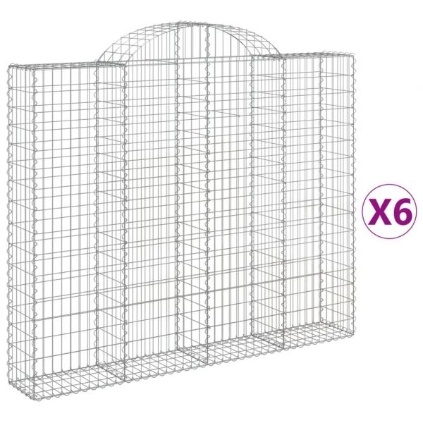 ARDEBO.de - Gabionen mit Hochbogen 6 Stk. 200x30x160/180cm Verzinktes Eisen