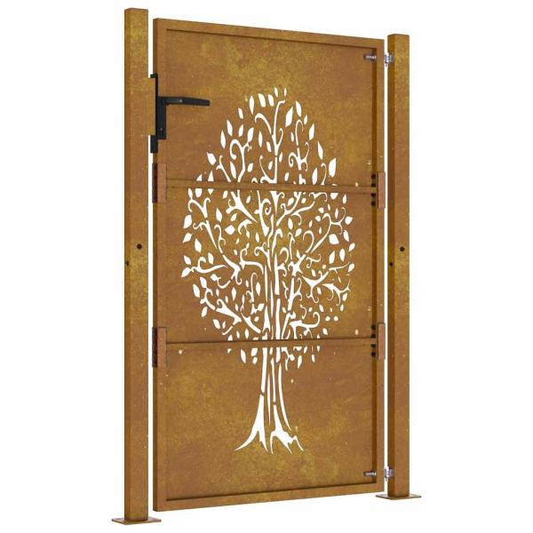 Gartentor 105x130 cm Cortenstahl Baum-Design