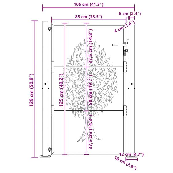 Gartentor 105x130 cm Cortenstahl Baum-Design