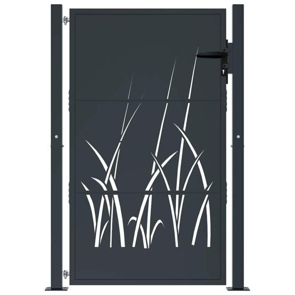 Gartentor Anthrazit 105x155 cm Stahl Gras-Design