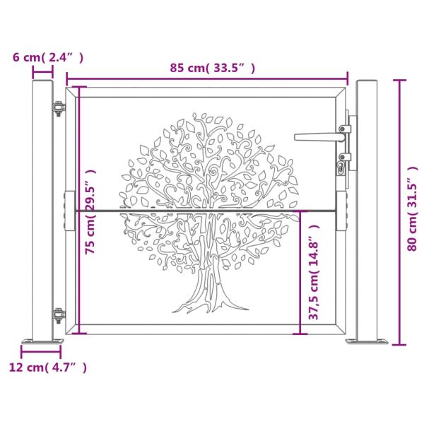 Gartentor 105x80 cm Cortenstahl Baum-Design
