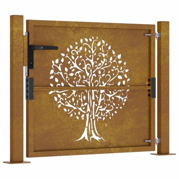 Gartentor 105x80 cm Cortenstahl Baum-Design