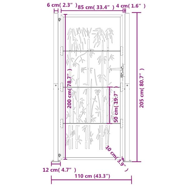 Gartentor Anthrazit 105x205 cm Stahl Bambus-Design