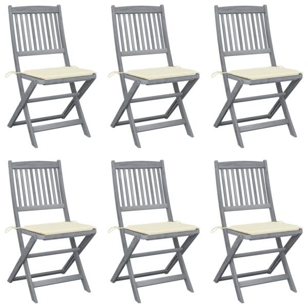 ARDEBO.de - Klappbare Gartenstühle 6 Stk. mit Sitzkissen Massivholz Akazie