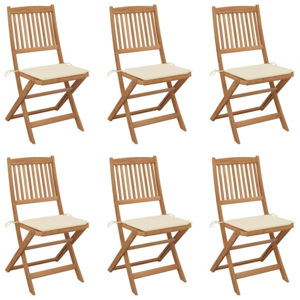 ARDEBO.de - Klappbare Gartenstühle 6 Stk. mit Kissen Massivholz Akazie