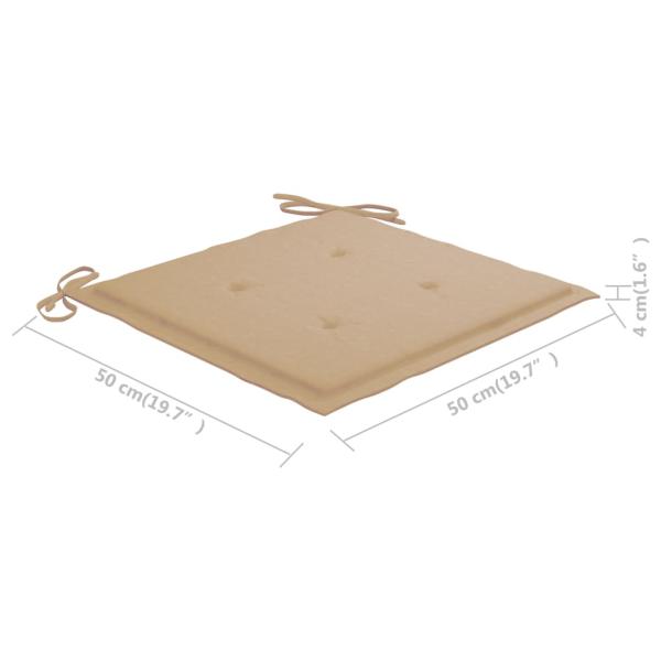 Schaukelstuhl mit Beige Kissen Massivholz Teak