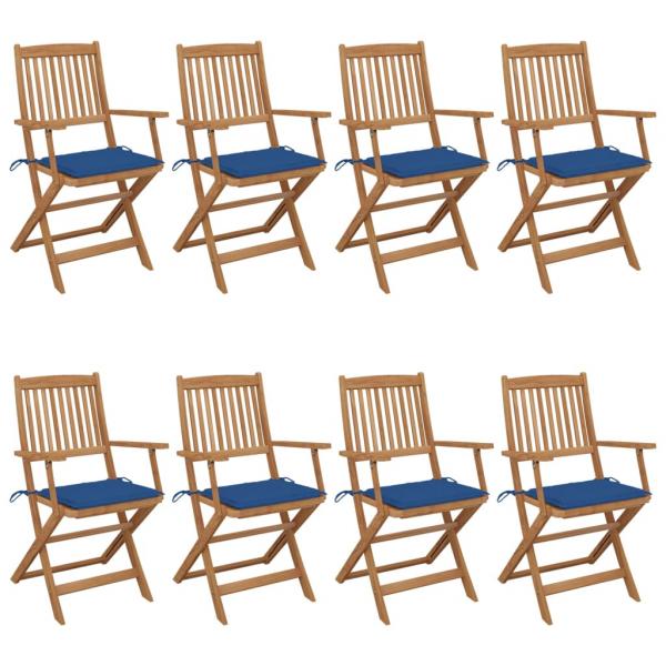 ARDEBO.de - Klappbare Gartenstühle 8 Stk. mit Kissen Massivholz Akazie