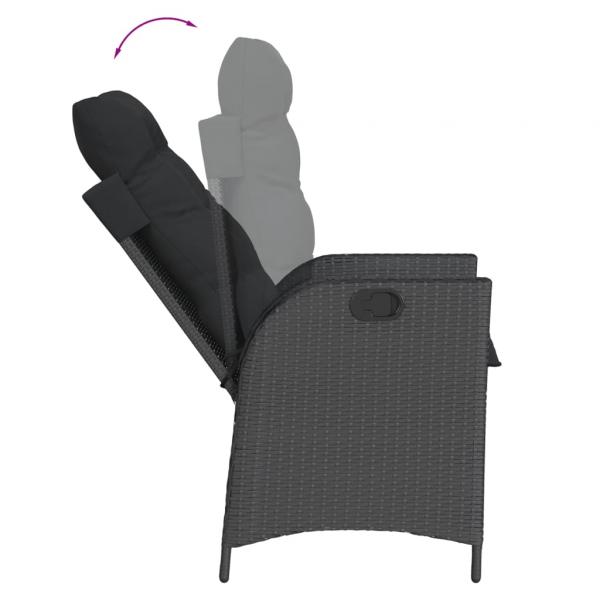 7-tlg. Garten-Essgruppe mit Kissen Schwarz Poly Rattan