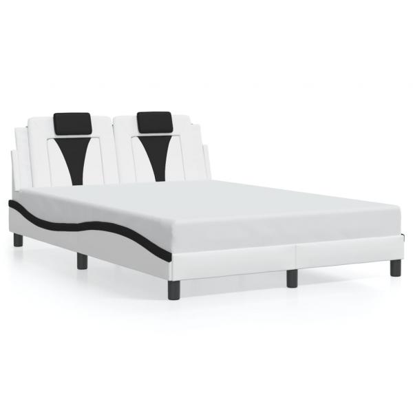 ARDEBO.de - Bettgestell mit LED Weiß und Schwarz 140x190 cm Kunstleder