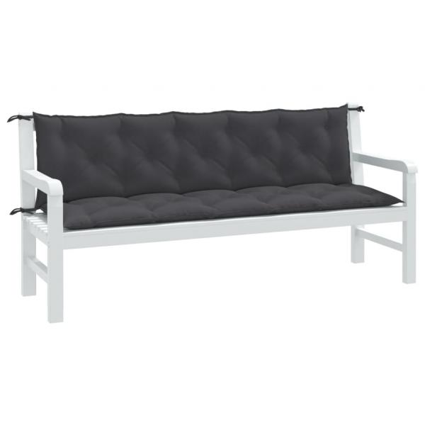 ARDEBO.de - Gartenbank-Auflagen 2 Stk. Melange Anthrazit 180x50x7 cm Stoff