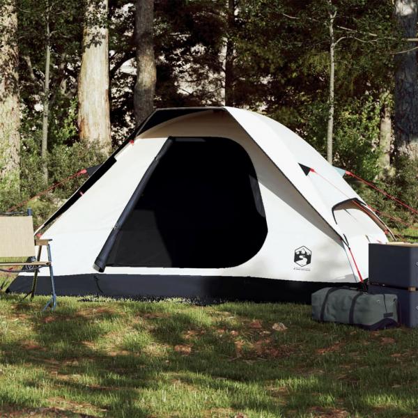 ARDEBO.de - Kuppel-Campingzelt 2 Personen Weiß Dunkel Wasserdicht