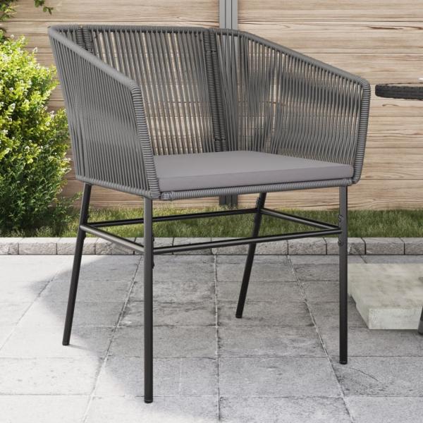 ARDEBO.de - Gartenstühle 2 Stk. mit Kissen Grau Poly Rattan