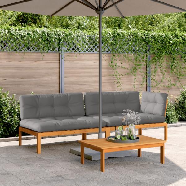 ARDEBO.de - 3-tlg. Garten-Sofagarnitur aus Paletten mit Kissen Akazienholz
