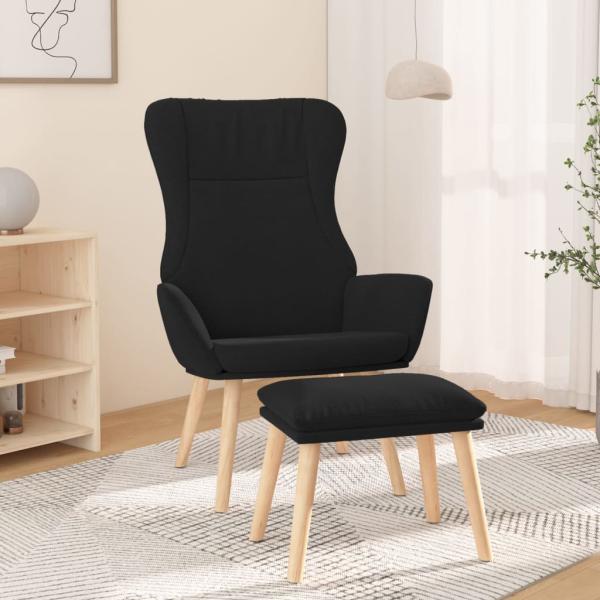 ARDEBO.de - Relaxsessel mit Hocker Schwarz Stoff