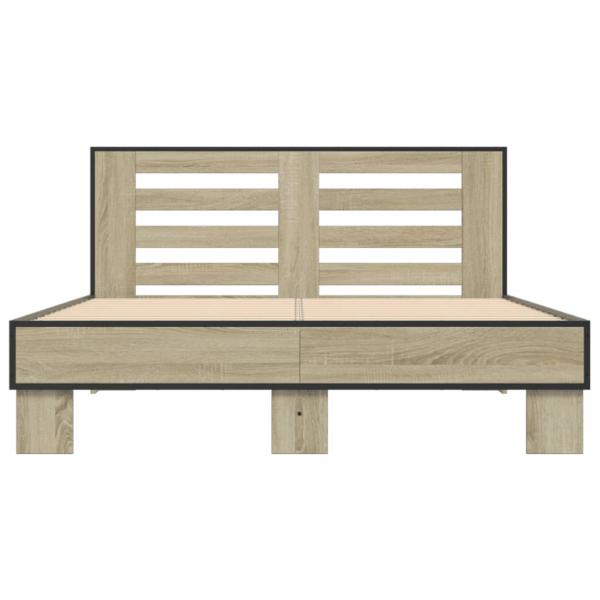 Bettgestell Sonoma-Eiche 140x190 cm Holzwerkstoff und Metall