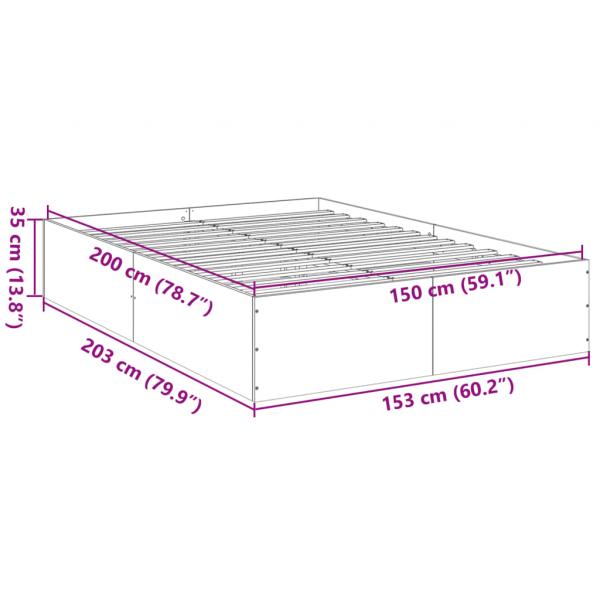 Bettgestell Grau Sonoma 150x200 cm Holzwerkstoff