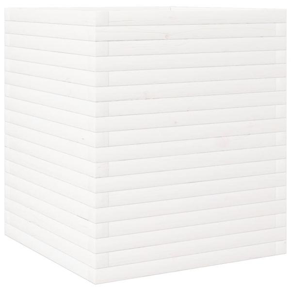 Pflanzkübel Weiß 60x60x68,5 cm Massivholz Kiefer