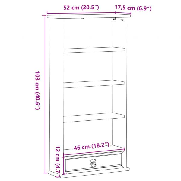 CD-Schrank Corona 52x17,5x103 cm Massivholz Kiefer