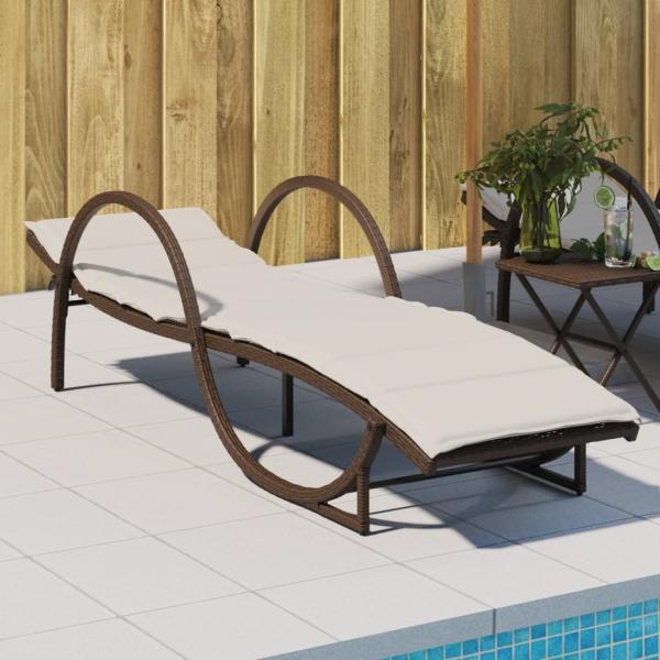 ARDEBO.de - Sonnenliege mit Auflage Braun 60x199x42 cm Poly Rattan