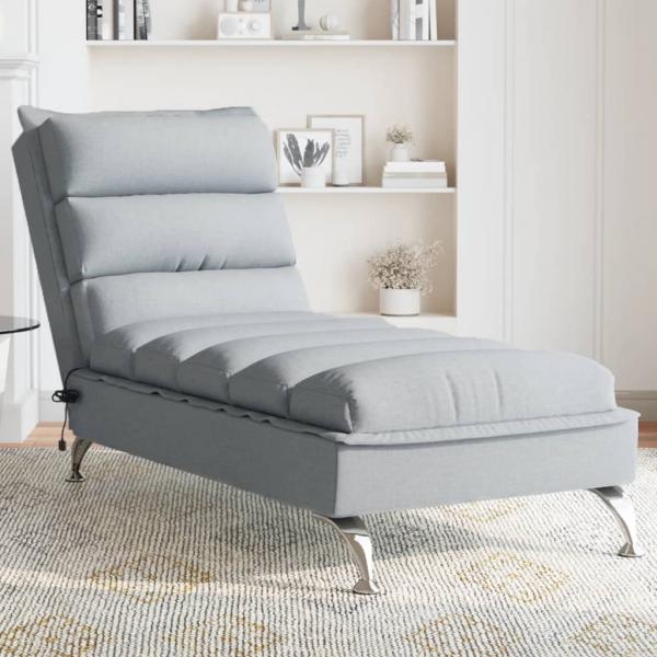 ARDEBO.de - Massage-Chaiselongue mit Kissen Hellgrau Stoff