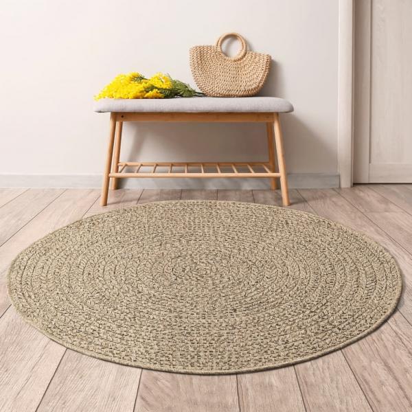 ARDEBO.de - Teppich ZIZUR Ø 200 cm Jute-Optik Indoor und Outdoor