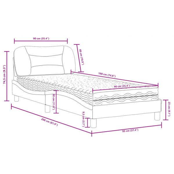 Bett mit Matratze Schwarz 90x190 cm Kunstleder
