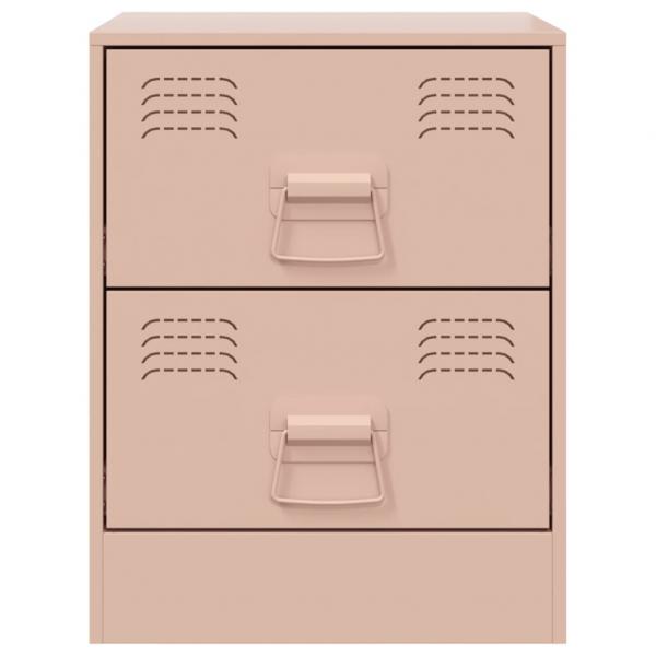 Nachttische 2 Stk. Rosa 34,5x39x44 cm Stahl