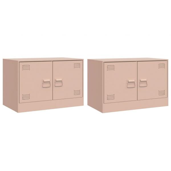 TV-Schränke 2 Stk. Rosa 67x39x44 cm Stahl