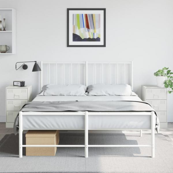 ARDEBO.de - Nachttische 2 Stk. Weiß 34,5x39x62 cm Stahl