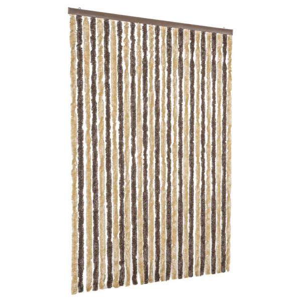 ARDEBO.de - Fliegenvorhang Dunkelbraun und Beige 118x220 cm Chenille