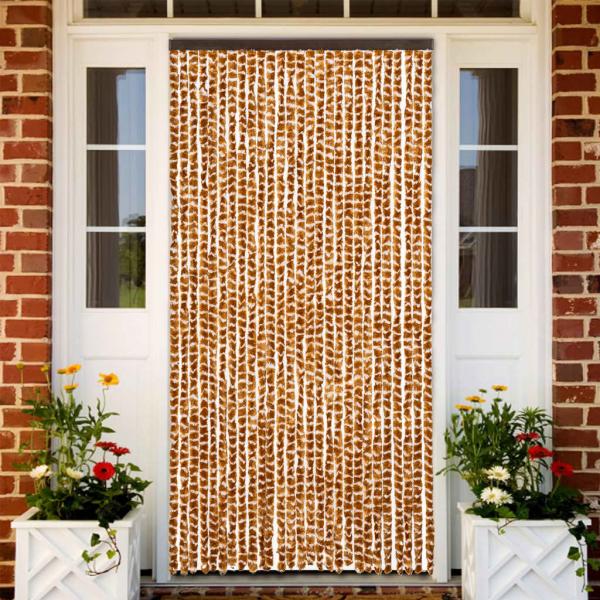 ARDEBO.de - Fliegenvorhang Ocker und Weiß 118x220 cm Chenille