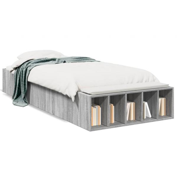 ARDEBO.de - Bettgestell Grau Sonoma 90x190 cm Holzwerkstoff