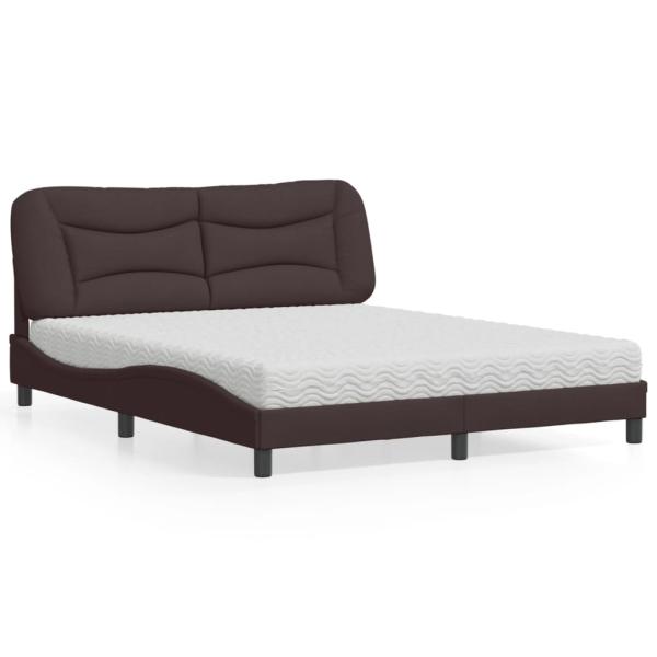 ARDEBO.de - Bett mit Matratze Dunkelbraun 160x200 cm Stoff