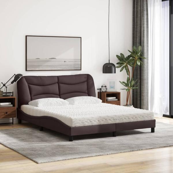 Bett mit Matratze Dunkelbraun 160x200 cm Stoff