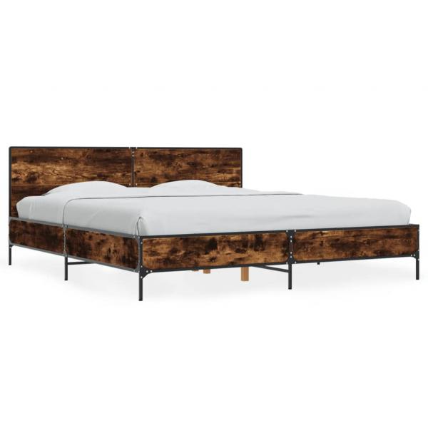 ARDEBO.de - Bettgestell Räuchereiche 180x200 cm Holzwerkstoff und Metall