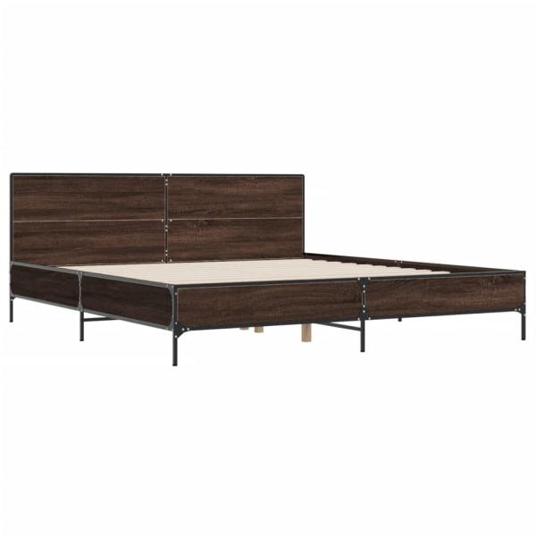 Bettgestell Braun Eichen-Optik 200x200 cm Holzwerkstoff Metall