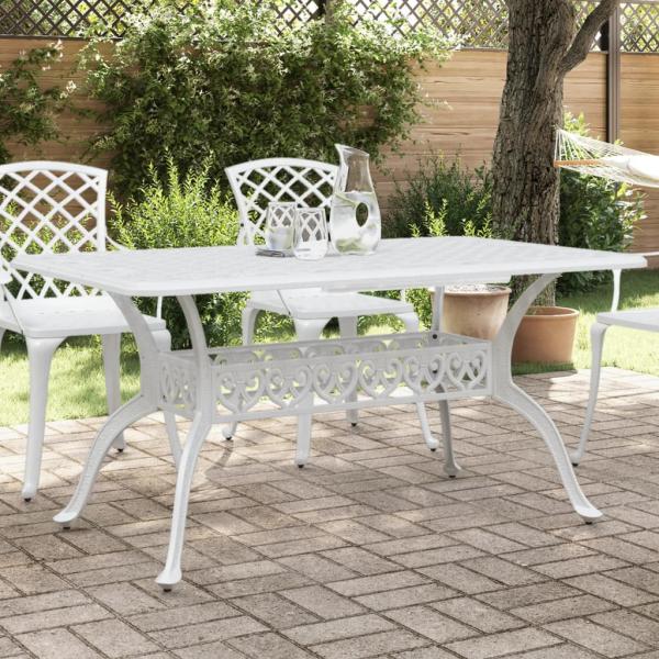 ARDEBO.de - Gartentisch Weiß 150x90x72 cm Aluminiumguss