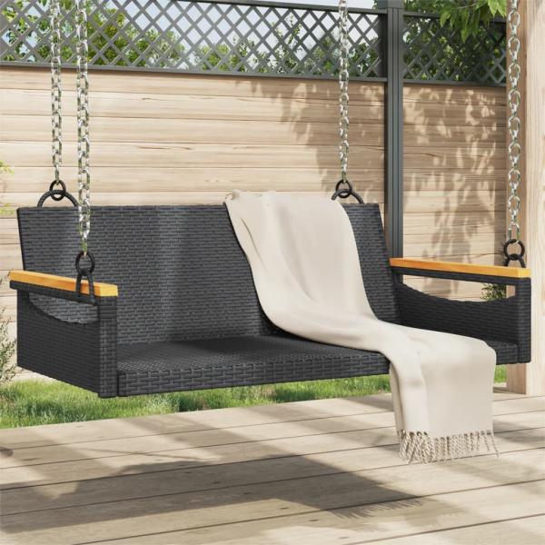 ARDEBO.de - Hängebank Schwarz 109x62x40 cm Poly Rattan