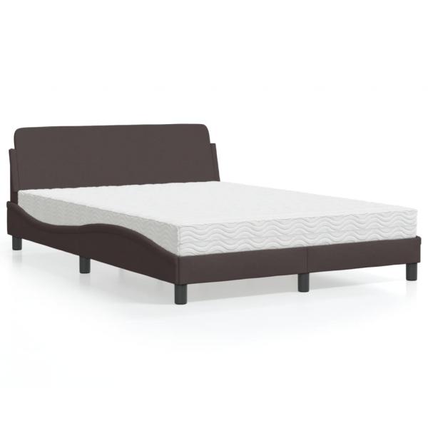 ARDEBO.de - Bett mit Matratze Dunkelbraun 140x190 cm Stoff