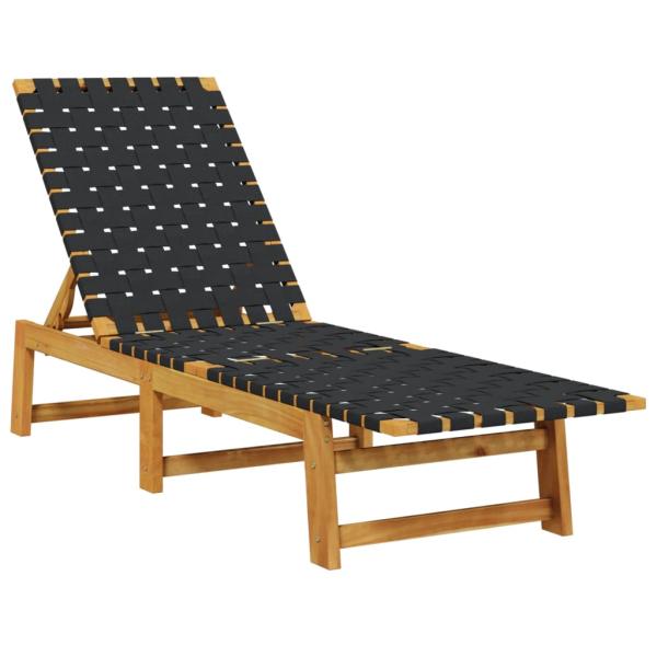 ARDEBO.de - Sonnenliegen 2 Stk. mit Tisch Schwarz Massivholz Akazie